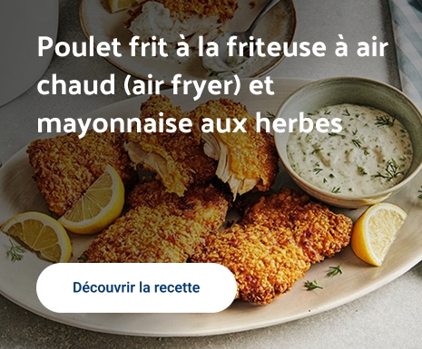 Poulet frit à la friteuse à air chaud (air fryer) et mayonnaise aux herbes